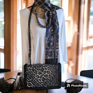 ALDO Women Greenwald Crossbody Bag Cheetah Print /Chain